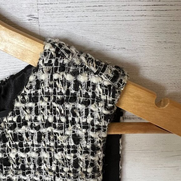 J Crew Dress Womens Size 6 Black & White Tweed Pleated Sheath Academia - Picture 9 of 16